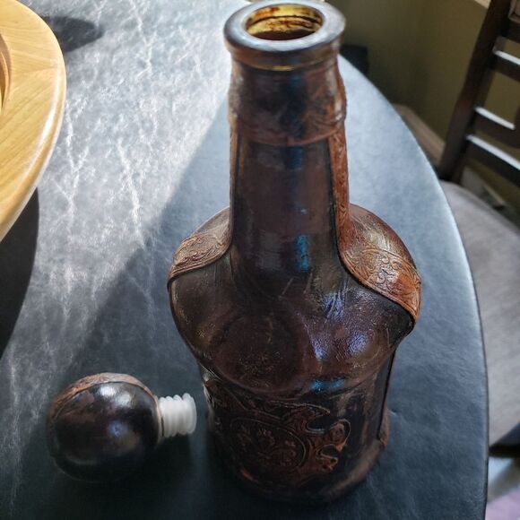 Vtg Leather Wrapped Bottle - Picture 9 of 11